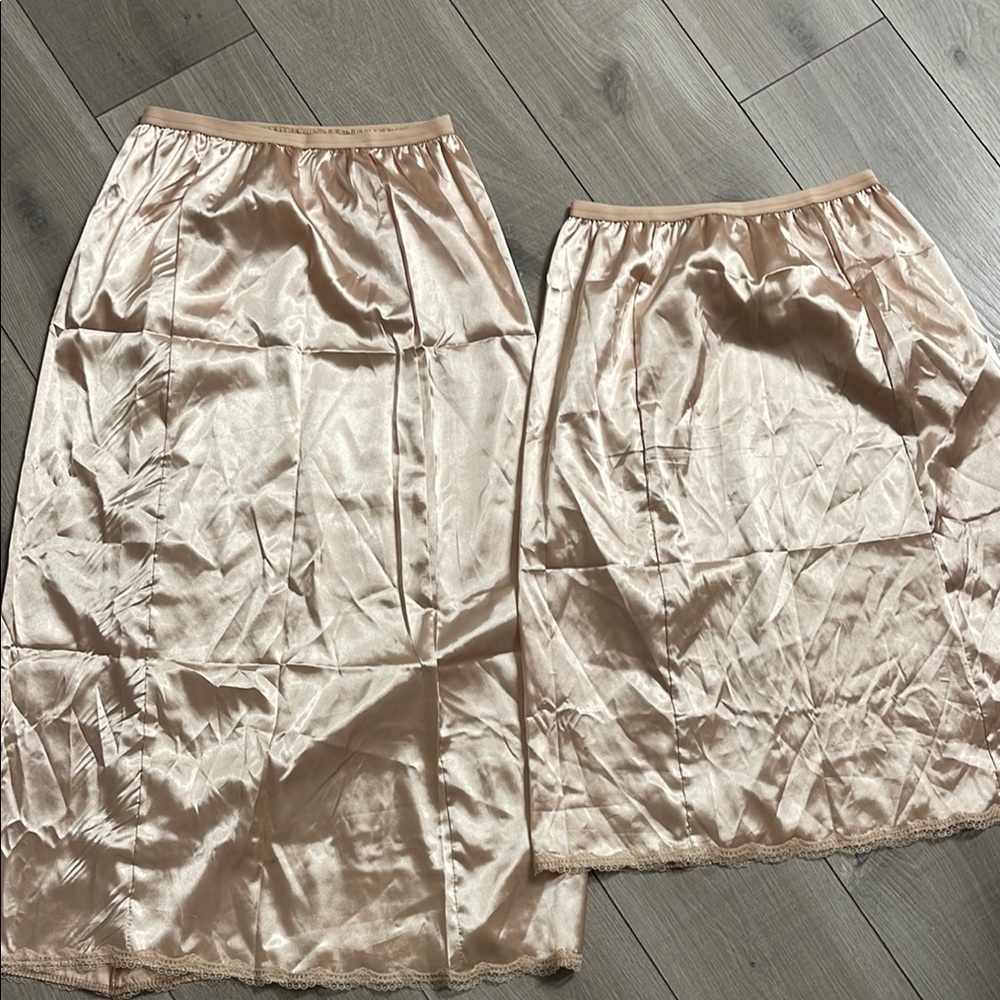 Elegant Satin Slip Skirts in Champagne NWOT